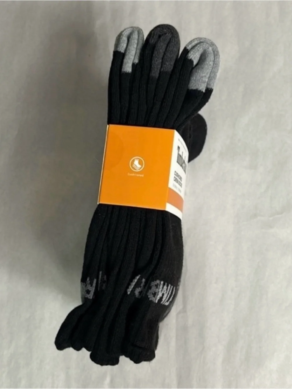New Timberland Socks 6 Pair Men’s Black Cushioned Crew Casual Activewear Socks